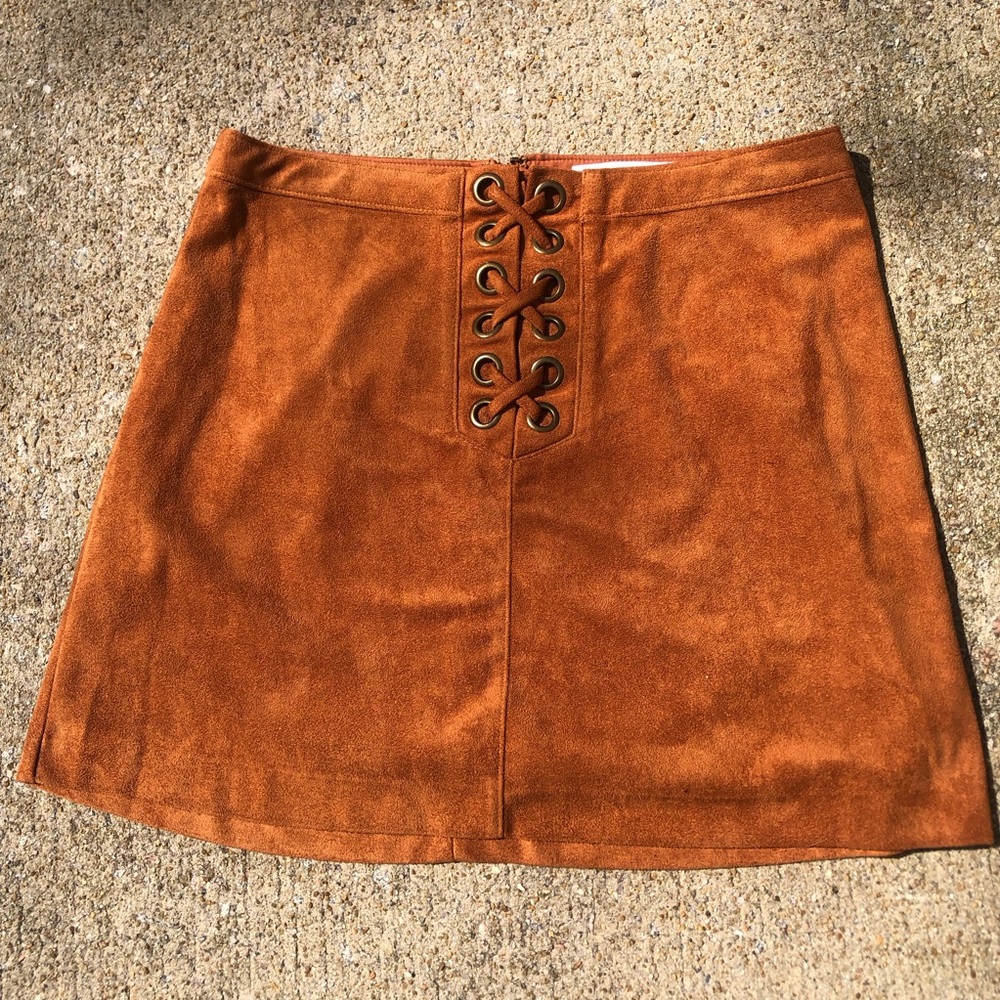 BCBGeneration Faux Suede Lace-up Night out Mini Skirt 8